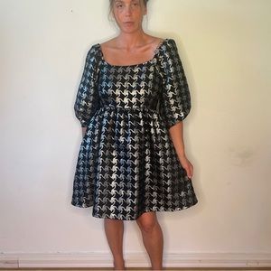 Brocade Houndstooth Dress